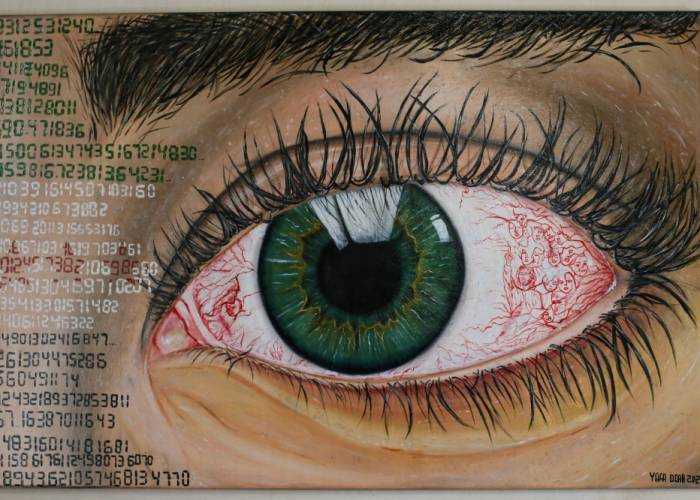 لوحة "عين الثورة" بريشة يافا دياب، وهي اللوحة الفائزة بجائزة السلام الدولية