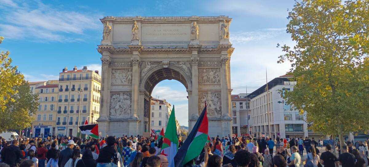 A protest in solidarity with Palestine in France’s southern city of Marseille, 22/10/2023 (Natacha Danon/Syria Direct)