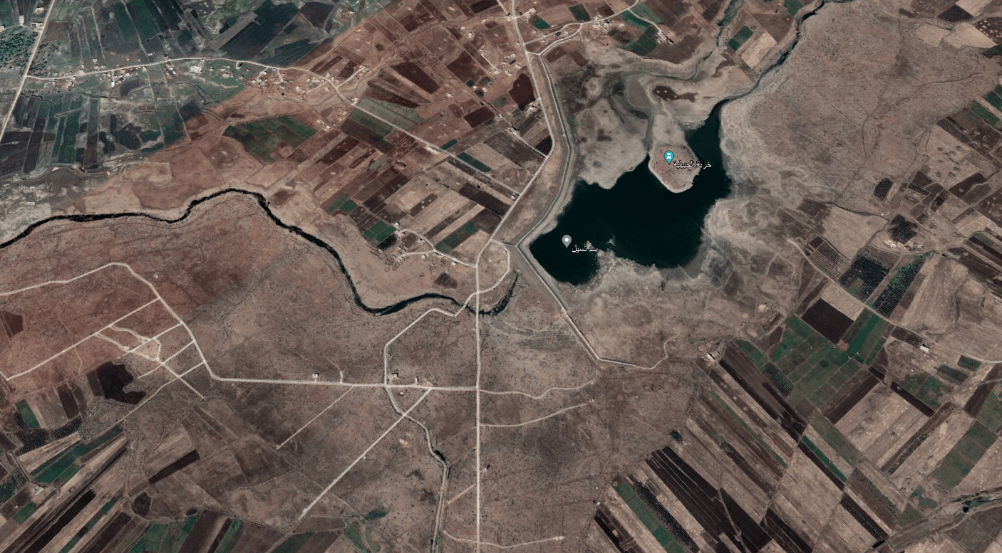 Satellite images show the Tal al-Hara woods, in northwestern Daraa province, were all but stripped bare between October 2011 and November 2022. (Google Earth)